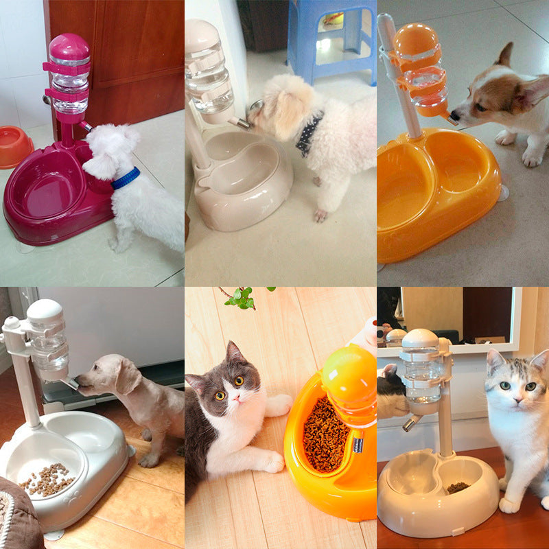 HKM-7472189 Automatic Pet Drinking Fountain with Multiple Bowl Options and Suction Cups in White and Fuchsia