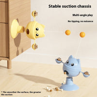 HKM-7472317 Rotatable Cat Toy with Suction Cup for Food Dispensing - Green, Blue, Yellow