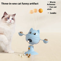 HKM-7472317 Rotatable Cat Toy with Suction Cup for Food Dispensing - Green, Blue, Yellow