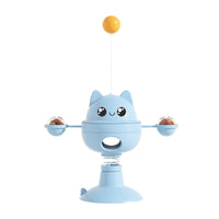 HKM-7472317 Rotatable Cat Toy with Suction Cup for Food Dispensing - Green, Blue, Yellow