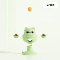 HKM-7472317 Rotatable Cat Toy with Suction Cup for Food Dispensing - Green, Blue, Yellow