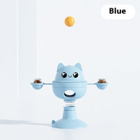 HKM-7472317 Rotatable Cat Toy with Suction Cup for Food Dispensing - Green, Blue, Yellow