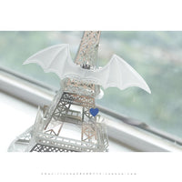 HKM-7474109 Little Devil Wings Bell Leather Choker in Patent Satin