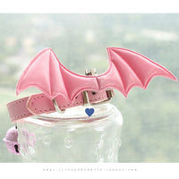 HKM-7474109 Little Devil Wings Bell Leather Choker in Patent Satin