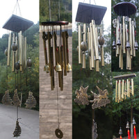 HKM-747411 Bronze Multi-Tube Wind Chimes with Solid Wood Accent - 80-85 CM