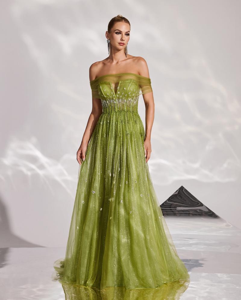 HKM-747411 Elegant Green Ladies Formal Dress - Style EZ25186
