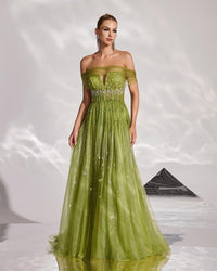 HKM-747411 Elegant Green Ladies Formal Dress - Style EZ25186