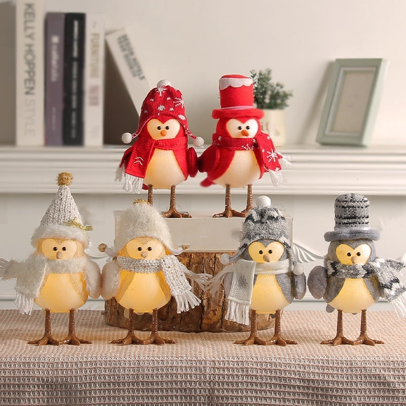 HKM-747475 Luminous Cartoon Bird Ornaments for Christmas Table Decoration - Multiple Styles Available