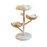 HKM-7475389 Natural Wood Cat Climbing Frame with Double Nest Design and Rattan Features - 58x58x113CM