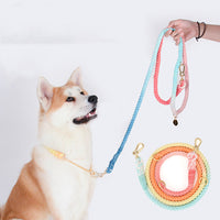 HKM-7475901 Double-Headed Dog Traction Rope - Gradient Rainbow Design, 210cm Length
