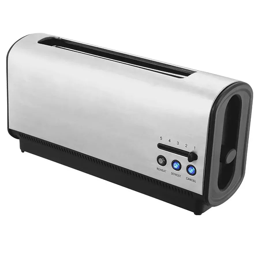 HKM-747603 900W Stainless Steel Long Slot Toaster with Cancel, Reheat, and Defrost Functions for 2 Slices