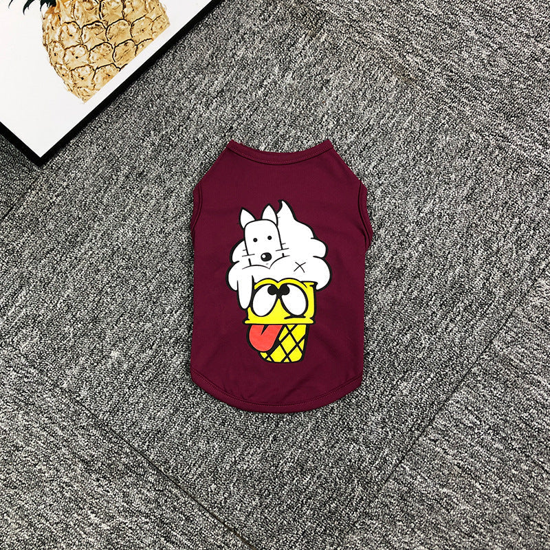 HKM-7476285 Casual Blue Cotton Vest for Dogs and Cats - Summer Wear in Various Sizes