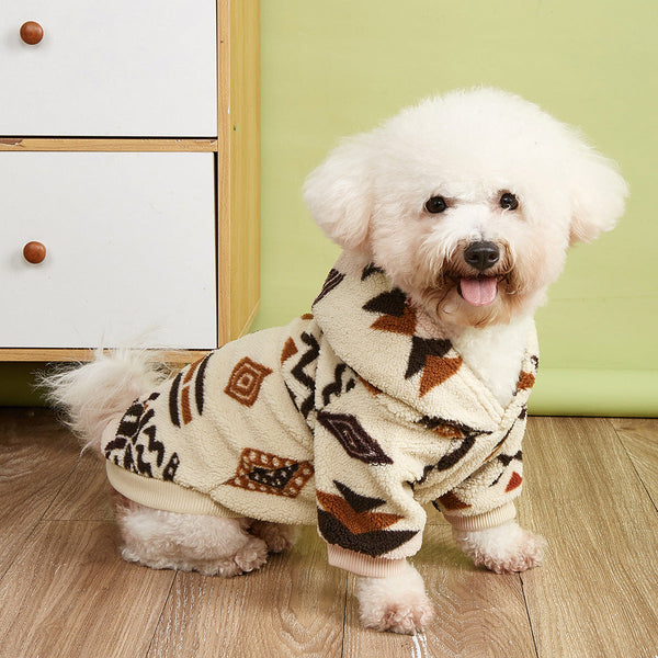 HKM-7477181 Warm Beige Totem Print Hooded Sweater for Pets - Available in Multiple Sizes