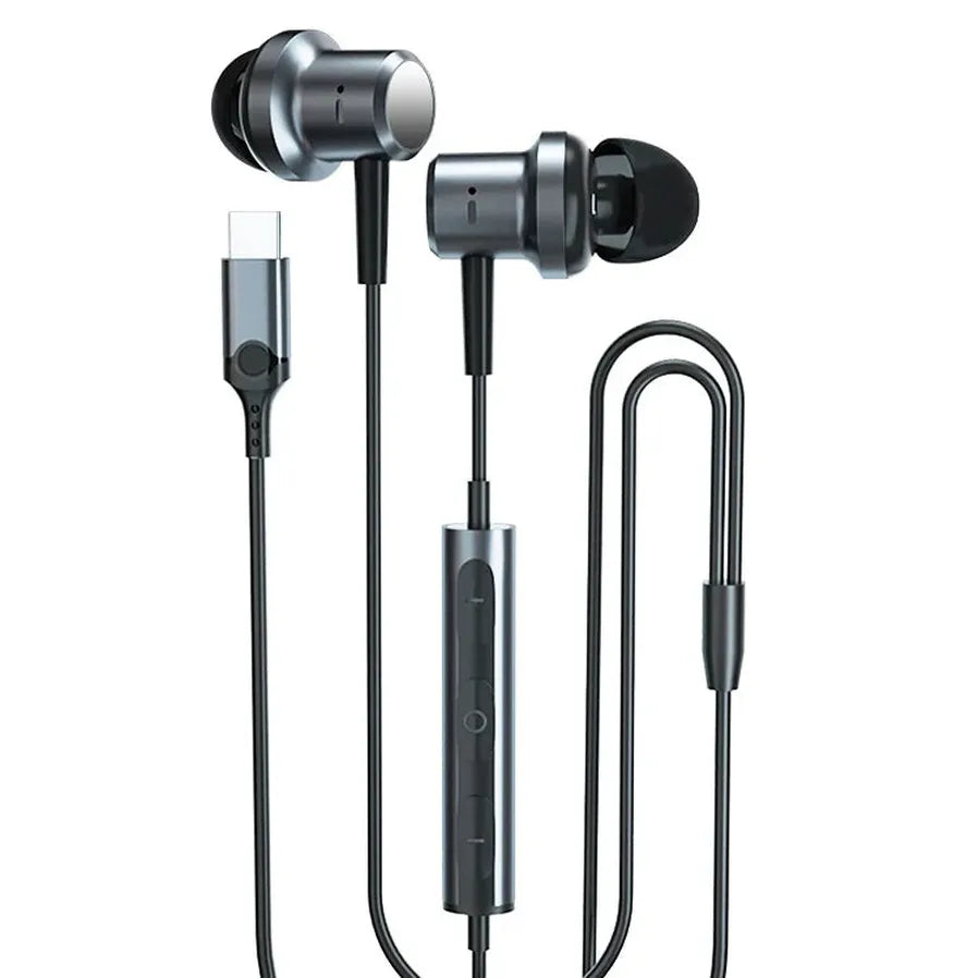 HKM-747859 Digital Type-C Wired Earbuds with Microphone and Hi-Fi Stereo Sound
