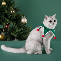 HKM-7479485 Cozy Knitted Cat Scarf Ornament - Winter Patterned Velvet Accessory for Pets