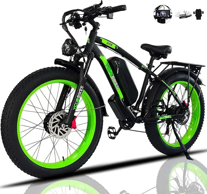 HKM-748179 2000W Electric Mountain Fatbike with Dual Motors, 26-Inch Wheels, 21-Speed Gears, 48V Lithium Battery, Up to 60 km/h