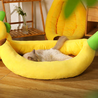 HKM-7481917 Cozy Removable and Washable Banana Nest Cushion Mat for Cats