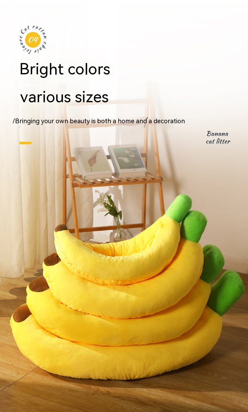 HKM-7481917 Cozy Removable and Washable Banana Nest Cushion Mat for Cats