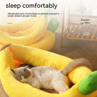 HKM-7481917 Cozy Removable and Washable Banana Nest Cushion Mat for Cats