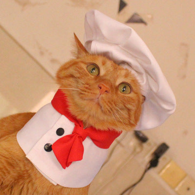 HKM-7482429 Chef Cap Pet Cloak for Dogs and Cats - Monochrome Satin Outfit