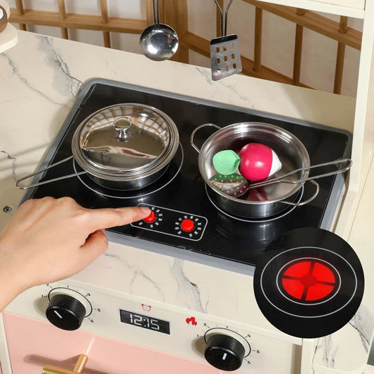 HKM-748307 Wooden Pretend Play Kitchen Set with Accessories for Toddlers