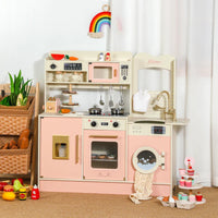 HKM-748307 Wooden Pretend Play Kitchen Set with Accessories for Toddlers