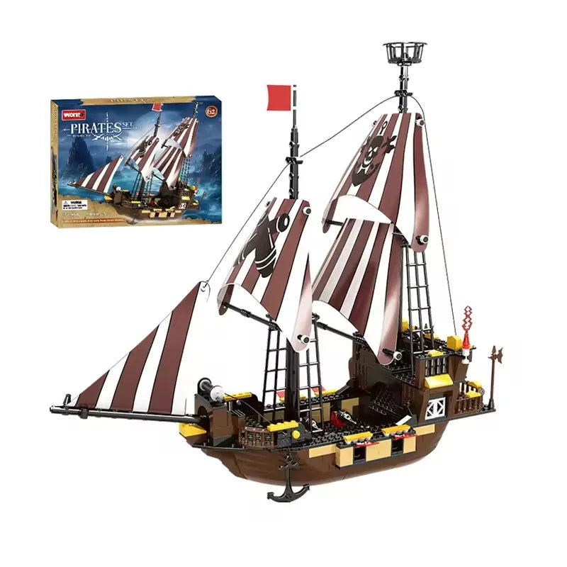 HKM-748499 Pirate Ship Building Block Set for Kids - Creative Plastic Construction Toy
