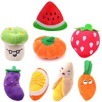 HKM-7487293 Interactive Plush Dog Chew Toy Set - 15 Soft Fruit and Cartoon Designs for Pets