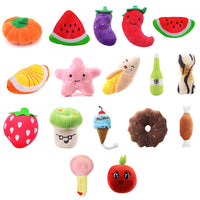 HKM-7487293 Interactive Plush Dog Chew Toy Set - 15 Soft Fruit and Cartoon Designs for Pets