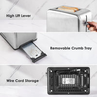 HKM-748755 2-Slice Stainless Steel Digital Toaster with LCD Display
