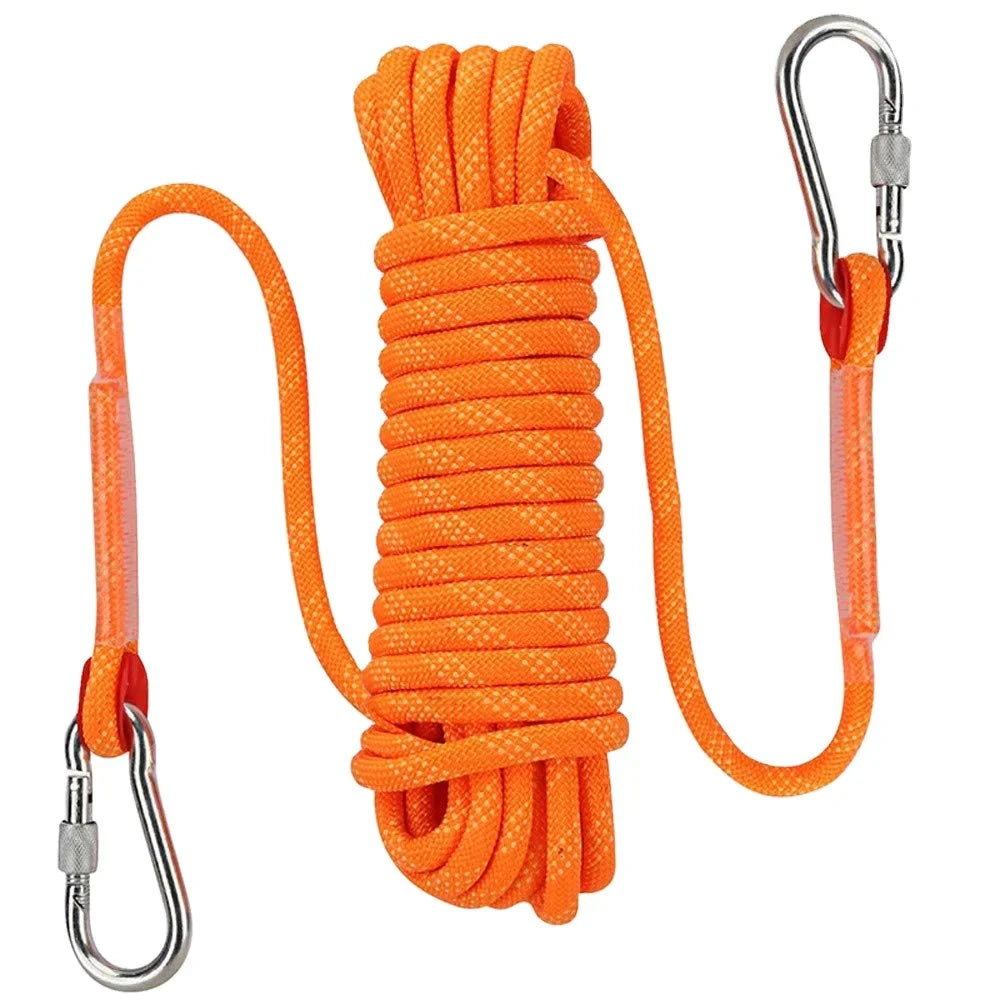 HKM-748883 10mm Outdoor Colored Knotted Nylon Climbing Rope - High Strength Static Mountain Safety Rope