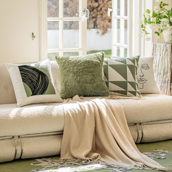 HKM-749139 Nordic Style Decorative Pillow Cases with Solid Color and Geometric Patterns