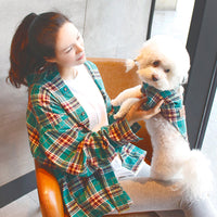 HKM-7491773 Matching Pet and Owner Plaid Shirts - Cotton, Comfortable Fit for All Sizes