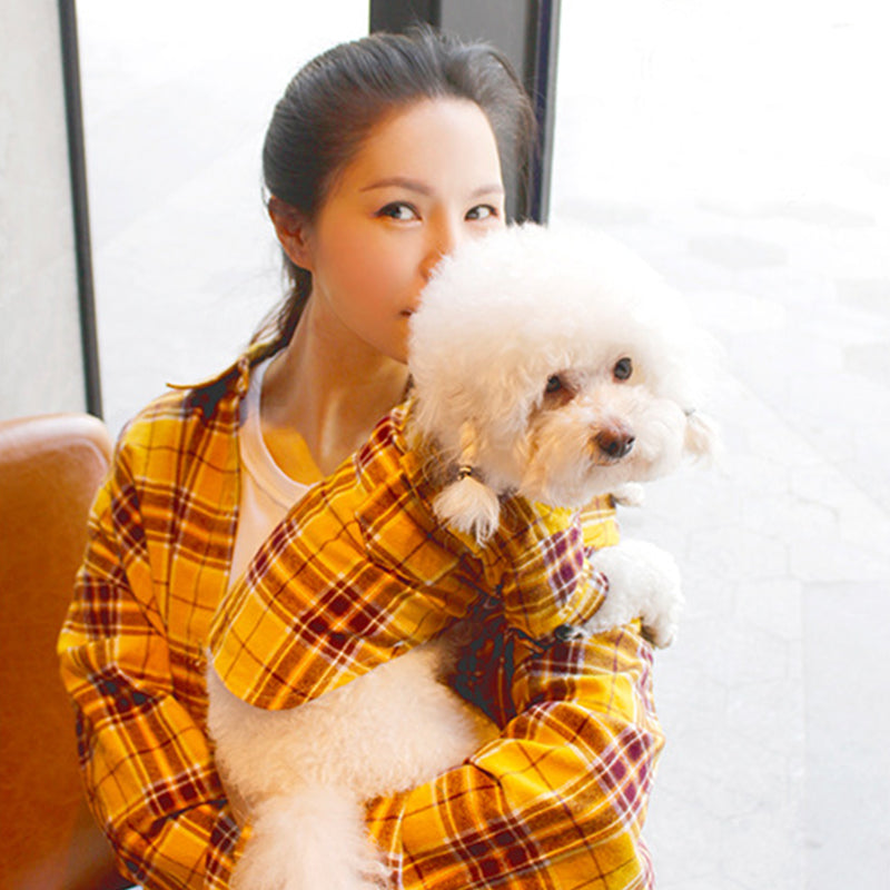 HKM-7491773 Matching Pet and Owner Plaid Shirts - Cotton, Comfortable Fit for All Sizes