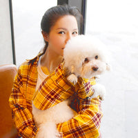 HKM-7491773 Matching Pet and Owner Plaid Shirts - Cotton, Comfortable Fit for All Sizes