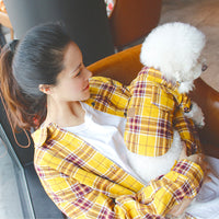 HKM-7491773 Matching Pet and Owner Plaid Shirts - Cotton, Comfortable Fit for All Sizes
