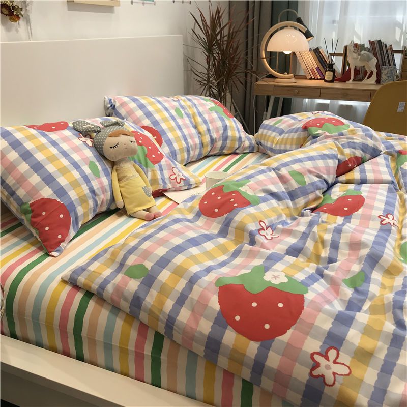 HKM-749331 Elegant Flower & Bird Pattern Polyester Single Bed Sheet Set for Student Dormitories - 3 Pieces