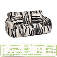 HKM-7493437 Removable and Washable Plush Doghouse for All Seasons - Beige Brown and Black White Options