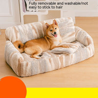 HKM-7493437 Removable and Washable Plush Doghouse for All Seasons - Beige Brown and Black White Options