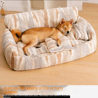 HKM-7493437 Removable and Washable Plush Doghouse for All Seasons - Beige Brown and Black White Options