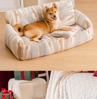 HKM-7493437 Removable and Washable Plush Doghouse for All Seasons - Beige Brown and Black White Options