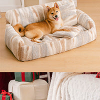 HKM-7493437 Removable and Washable Plush Doghouse for All Seasons - Beige Brown and Black White Options
