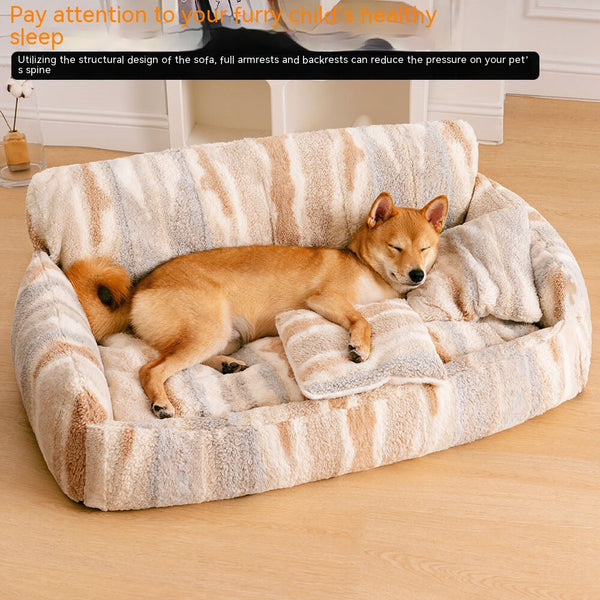 HKM-7493437 Removable and Washable Plush Doghouse for All Seasons - Beige Brown and Black White Options