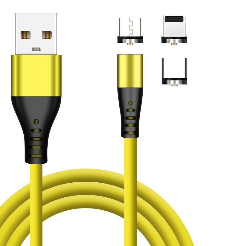 HKM-749395 3-in-1 Liquid Silicone Magnetic Charging Cable, USB 5V/2A, 1m & 2m Length, Micro, Apple, Type-C