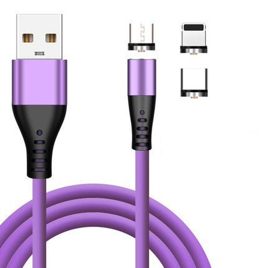 HKM-749395 3-in-1 Liquid Silicone Magnetic Charging Cable, USB 5V/2A, 1m & 2m Length, Micro, Apple, Type-C