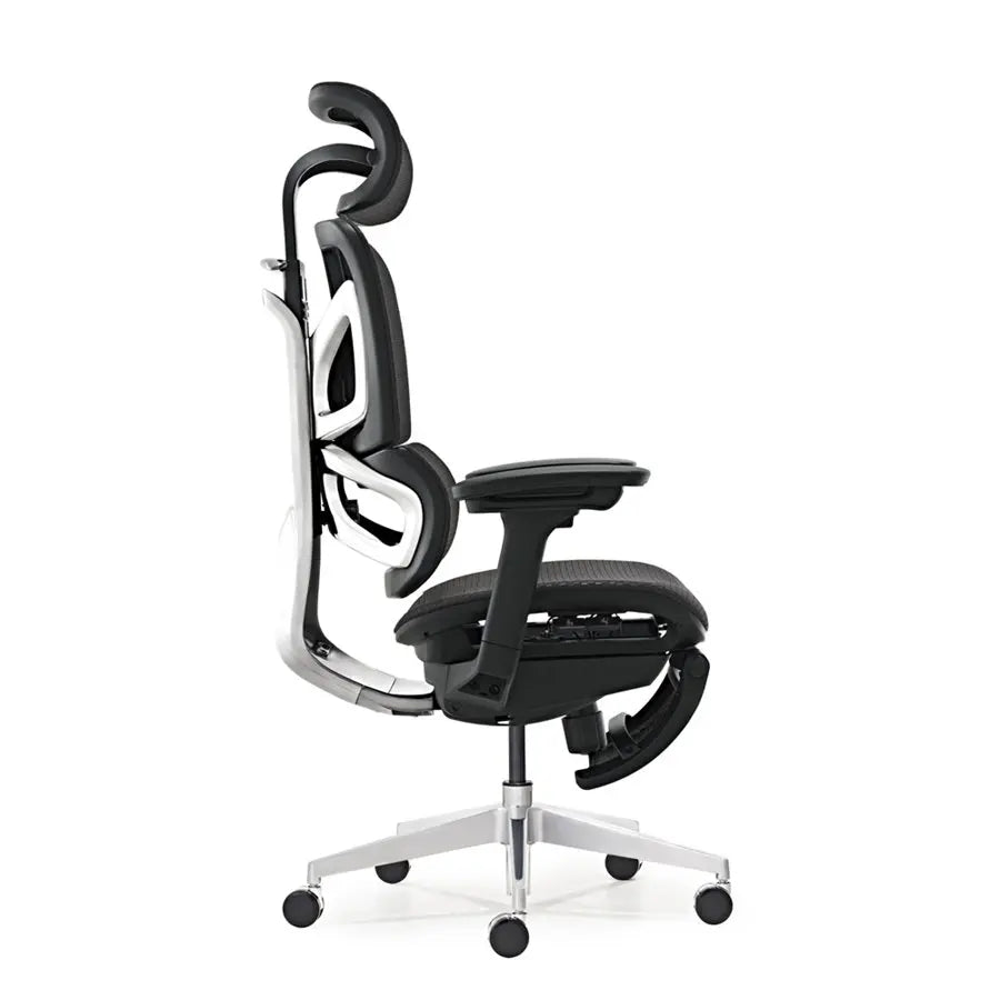 HKM-749459 Ergonomic Mesh Office Chair with Adjustable Footrest and Clothes Hanger, Swivel Design for Comfort