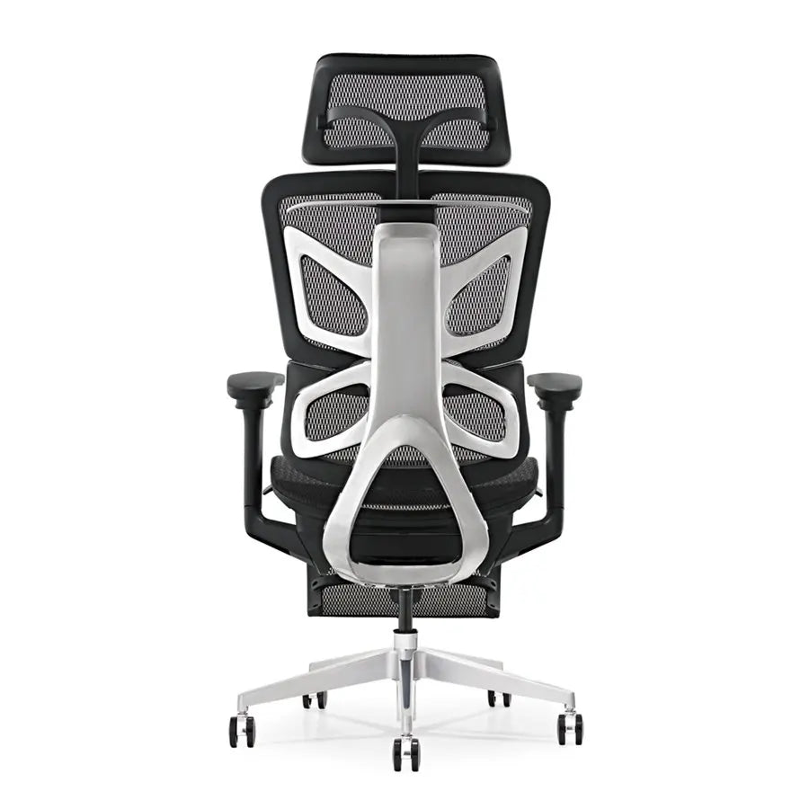 HKM-749459 Ergonomic Mesh Office Chair with Adjustable Footrest and Clothes Hanger, Swivel Design for Comfort