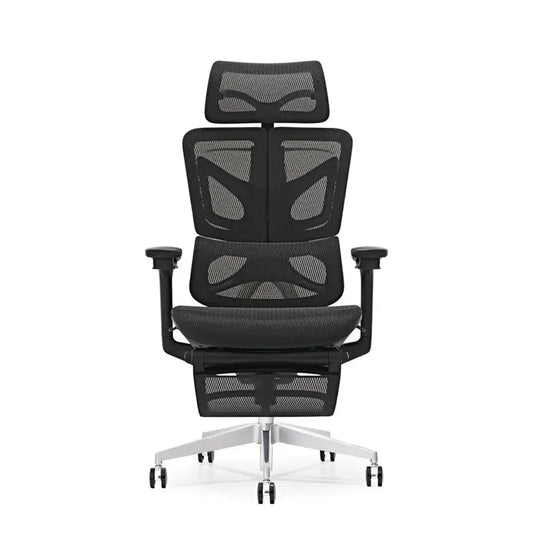 HKM-749459 Ergonomic Mesh Office Chair with Adjustable Footrest and Clothes Hanger, Swivel Design for Comfort