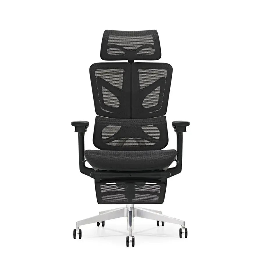HKM-749459 Ergonomic Mesh Office Chair with Adjustable Footrest and Clothes Hanger, Swivel Design for Comfort