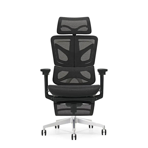 HKM-749459 Ergonomic Mesh Office Chair with Adjustable Footrest and Clothes Hanger, Swivel Design for Comfort